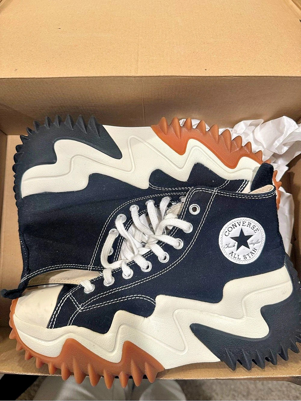 Converse Run Star Motion High Top Sneakers in Black & White Like